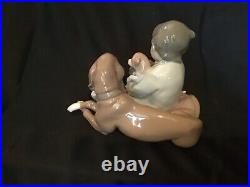 LLADRO #5456 NEW PLAYMATES Boy with dogs