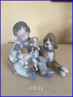LLADRO 5456 NEW PLAYMATES FIGURINE SPAIN BOY PUPPIES DOG Adorable
