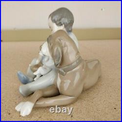 LLADRO 5456 Porcelain Figurine New Playmates Boy Dogs Puppies Glossy 7th Mark