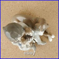 LLADRO 5456 Porcelain Figurine New Playmates Boy Dogs Puppies Glossy 7th Mark