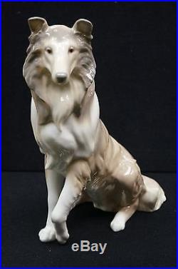 LLADRO #6455 Collie Porcelain Figurine RETIRED, Sitting Collie Dog, NO BOX