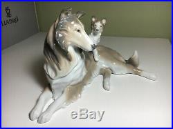 LLADRO # 6459 Collie with Puppy Figurine, with Box Porcelain Statue 1997 Dog Pet