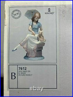 LLADRO #7612 PICTURE PERFECT Girl with Dog Parasol Umbrella Glazed FAST SHIP