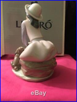 LLADRO #7645 BY MY SIDE BRAND NIB RARE GIRL DOG Never Displayed Out Of Box