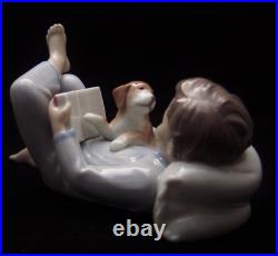 LLADRO 8034 Shall I Read You A Story Excellent Condition Figurine Boy Dog