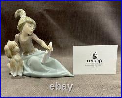 LLADRO A Lesson Shared Girl Reading Book To Dog #5475 Gloss Finish RETIRED