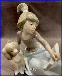 LLADRO A Lesson Shared Girl Reading Book To Dog #5475 Gloss Finish RETIRED