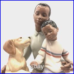 LLADRO A MOMENT TO REMEMBER FAMILY FIGURINE Father and Son WithDog Brand New L6815