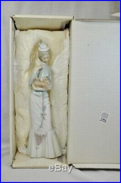 LLADRO A Walk With The Dog # 4893 with Original Box Woman with Pekingese Dog (WRN)