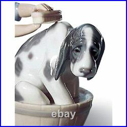LLADRÓ Bashful Bather Dog Figurine Porcelain Girl Figure 4.75 1005455