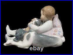 LLADRO Boy with Dog and Puppies Figurine #1535 Sweet Dreams