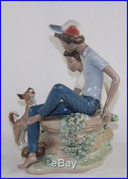 LLADRO CHILDREN'S GAMES #5379 FIGURINE BOYS WithDOG PLAYING DICE PERFECT