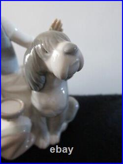 LLADRO CHOW TIME GIRL WITH DOG GLAZED FIGURINE #1334 MADE IN SPAIN Lladró