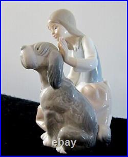 LLADRO CHOW TIME GIRL WITH DOG GLAZED FIGURINE #1334 MADE IN SPAIN Lladró