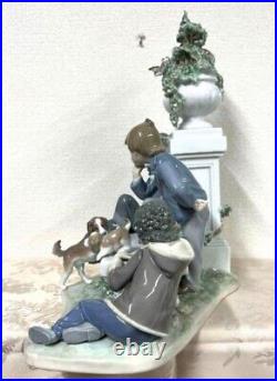 LLADRO Ceramic Doll Figure Dog and Boy 05539 Super Rare Stylish Interior JPN