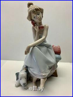 LLADRO Chit Chat Girl with Dalmation Dog, #5466, Mint with Box