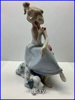 LLADRO Chit Chat Girl with Dalmation Dog, #5466, Mint with Box