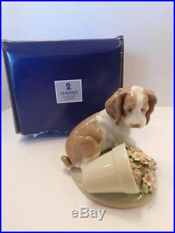 LLADRO Collectors Series7672 Travesura It Wasn't Me Dog Flowerpot with Box EUC