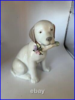 LLADRO Dog This Bouquet Is For You Figurine #9256 Dog with Flowers MINT