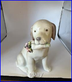 LLADRO Dog This Bouquet Is For You Figurine #9256 Dog with Flowers MINT