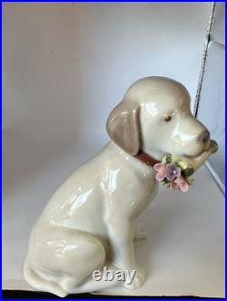 LLADRO Dog This Bouquet Is For You Figurine #9256 Dog with Flowers MINT