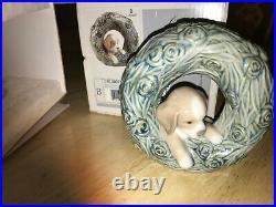 LLADRO FIGURINE 010.08071 PUPPY NATURAL FRAMES MINT & Box 8071 2004 dog wreath