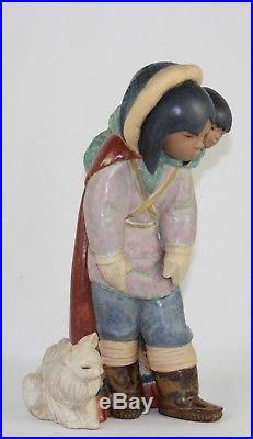 LLADRO FROSTY OUTING #2236 FIGURE ESKIMO GIRL WithBABY & DOG GRES PERFECT