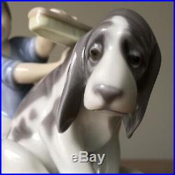 LLADRO Figurine 5455 BASHFUL BATHER, Mint, Girl Giving Dog a Bath