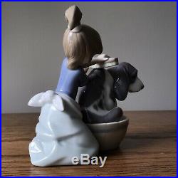 LLADRO Figurine 5455 BASHFUL BATHER, Mint, Girl Giving Dog a Bath