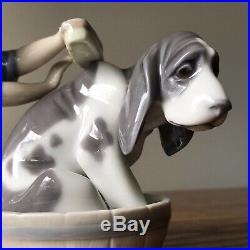 LLADRO Figurine 5455 BASHFUL BATHER, Mint, Girl Giving Dog a Bath