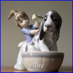 LLADRO Figurine 5455 BASHFUL BATHER, Mint, Girl Giving Dog a Bath