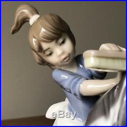 LLADRO Figurine 5455 BASHFUL BATHER, Mint, Girl Giving Dog a Bath