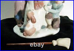 LLADRO Figurine #5713 The Snowman Boy, Girl & Dog with a Snowman