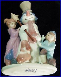 LLADRO Figurine #5713 The Snowman Boy, Girl & Dog with a Snowman