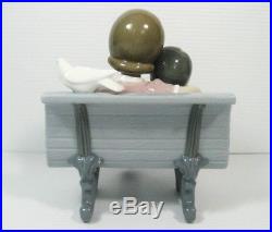 LLADRO Figurine #6446 SURROUNDED BY LOVE Boy & Girl, Dog, Bird Sitting on Bench