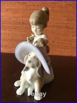 LLADRO Figurine, F61 UJ, #6862, ELEGANT GIRL WITH DOG, Hand Made In Spain