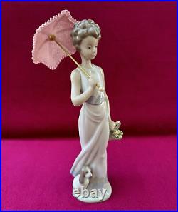 LLADRO GARDEN CLASSIC Girl Dog Umbrella Flowers 7617 Figurine Retired Mint