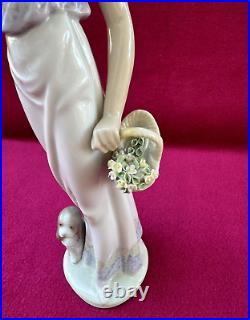 LLADRO GARDEN CLASSIC Girl Dog Umbrella Flowers 7617 Figurine Retired Mint