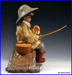 LLADRO GRES THE OLD FISHING HOLE # 12237 BOY FISHING With DOG $775V MINT