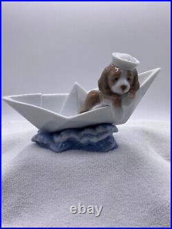 LLADRO LITTLE STOWAWAY PUPPY DOG FIGURINE #6642 IN BOX MINT 2000 6.75 x 4in