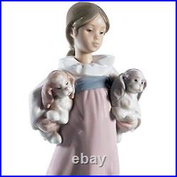 LLADRÓ Lladro Arms Full of Love Figurine Porcelain Girl Puppies Figure 01006419