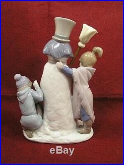 LLADRO NO. 5713 FIGURINE THE SNOWMAN With BOY, GIRL & DOG PERFECT CONDITION