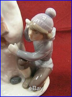 LLADRO NO. 5713 FIGURINE THE SNOWMAN With BOY, GIRL & DOG PERFECT CONDITION