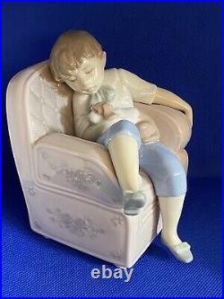 LLADRO Naptime Friends 6549 Adorable Boy With Dog Puppy XCLNT Condition