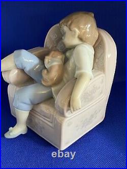 LLADRO Naptime Friends 6549 Adorable Boy With Dog Puppy XCLNT Condition