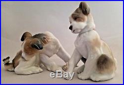 LLADRO PUPPY PAIR #6211 NEW FRIEND and #4917 DOG AND BUTTERFLY