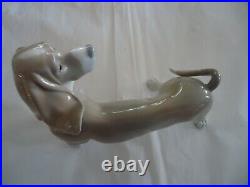 LLADRO Porcelain Dog Figurine Basset Hound #1066-Gloss Finish-Vintage