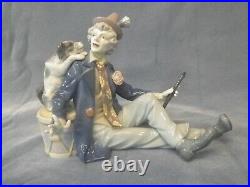 LLADRO Porcelain Figurine #5763 Musical Partners Clown with Dog & Flute / Horn