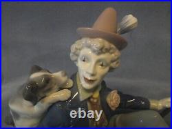 LLADRO Porcelain Figurine #5763 Musical Partners Clown with Dog & Flute / Horn