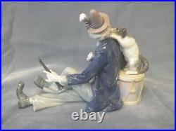 LLADRO Porcelain Figurine #5763 Musical Partners Clown with Dog & Flute / Horn